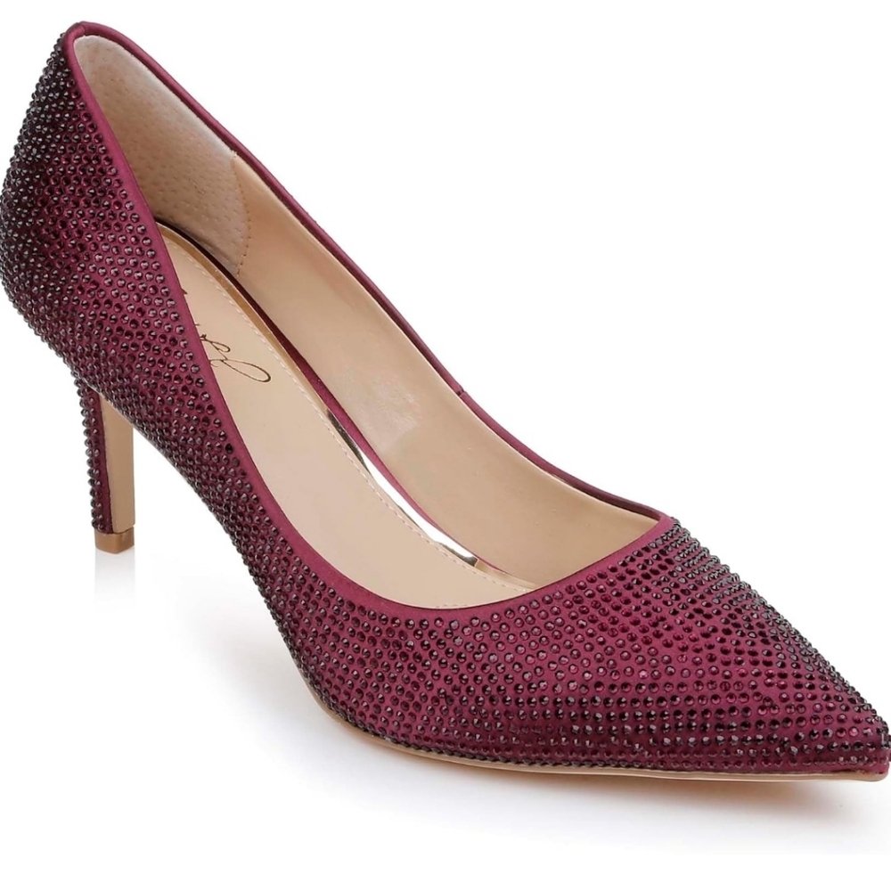 NWT Badgley Mischka Jewel Bordeaux Tyanna Crystal Pointed Toe Pumps, 10